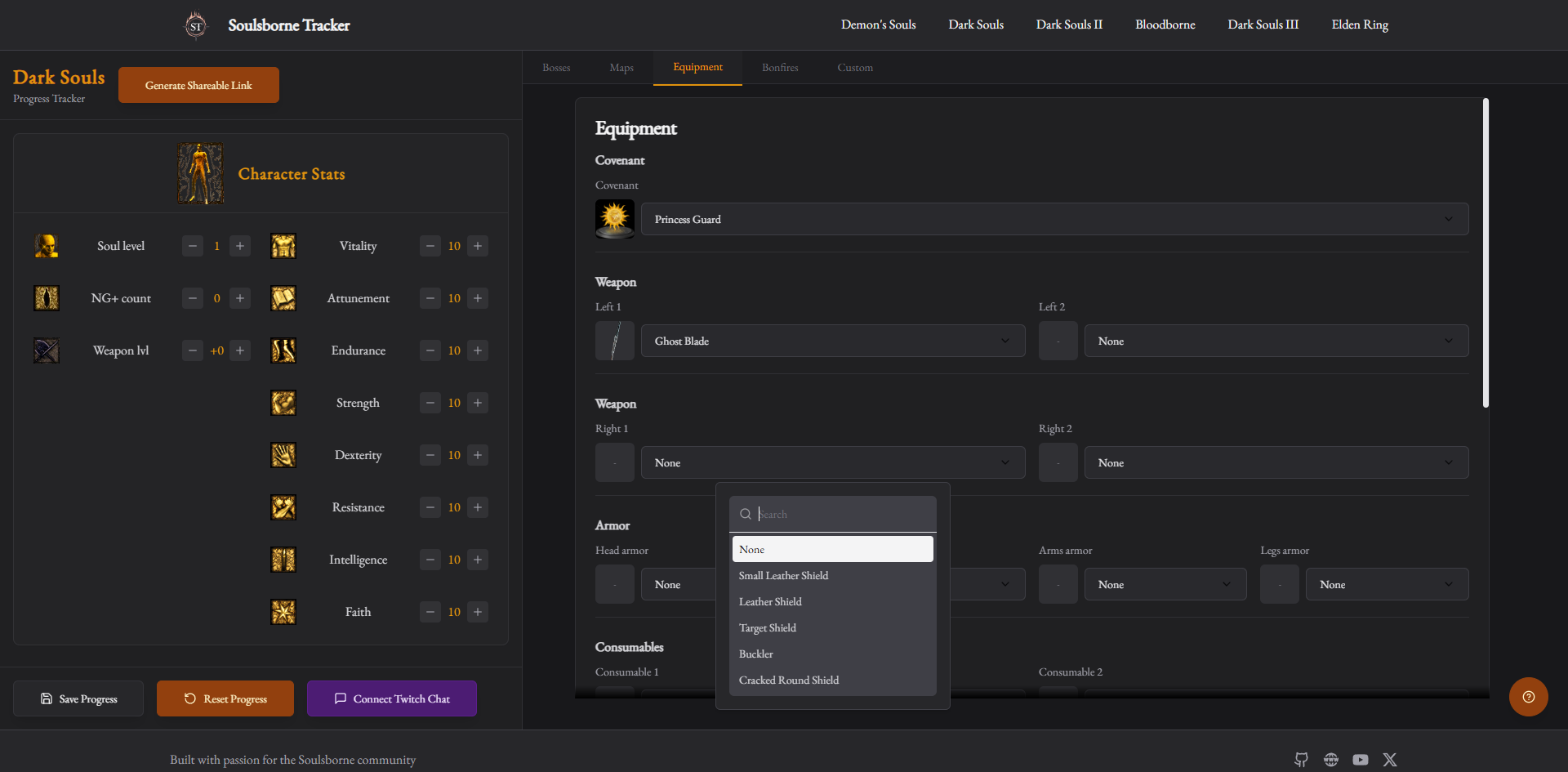 Soulsborne tracker preview